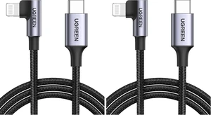 UGREEN MFi Certification Lightning Cable - 90 Degree USB C to Lightning Cable 3FT Compatible with iPhone 14/14 Pro/14 Pro Max, iPhone 13/12/11/X/XR/XS/8 Series, iPad, AirPods Pro (Pack of 2) UGREEN MFi Certification Lightning Cable - 90 Degree USB C to Lightning Cable 3FT Compatible with iPhone 14/14 Pro/14 Pro Max, iPhone 13/12/11/X/XR/XS/8 Series, iPad, AirPods Pro (Pack of 2)