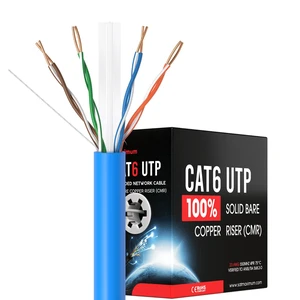 SATMAXIMUM 500ft Cat6 Ethernet Cable, Solid Bare Copper 23AWG, CMR ETL Riser Rated, 550MHz PoE, High-Speed Network Wire for Vertical Installations - Blue SATMAXIMUM 500ft Cat6 Ethernet Cable, Solid Bare Copper 23AWG, CMR ETL Riser Rated, 550MHz PoE, High-Speed Network Wire for Vertical Installations - Blue