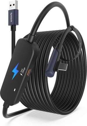 Syntech Link Cable with Charging 16FT Compatible with Oculus/Meta Quest 3S/3 Accessories, Quest2/Pro, Pico4, VR Cable Without USB 3.0 A to C Adapter for SteamVR, Charge & Link Simultaneously, Black Syntech Link Cable with Charging 16FT Compatible with Oculus/Meta Quest 3S/3 Accessories, Quest2/Pro, Pico4, VR Cable Without USB 3.0 A to C Adapter for SteamVR, Charge & Link Simultaneously, Black