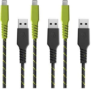 Skullcandy Line+ Braided Lightning Cable, 15W USB A to Lightning Charger Cable and Sync Cable for iPhone/Pro/Max, 6ft - Grey/Yellow (Pack of 3) Skullcandy Line+ Braided Lightning Cable, 15W USB A to Lightning Charger Cable and Sync Cable for iPhone/Pro/Max, 6ft - Grey/Yellow (Pack of 3)