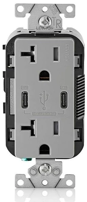 Leviton T5835-G 20A TR RECPT USB Type CC CHRG Leviton T5835-G 20A TR RECPT USB Type CC CHRG