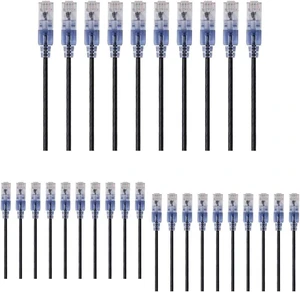 Monoprice - 115157 SlimRun Cat6A Ethernet Patch Cable, 5ft Black 10-Pack & Cat6A Ethernet Patch Cable - 7 Feet - Black & Cat6A Ethernet Patch Cable - 3 Feet - Black Monoprice - 115157 SlimRun Cat6A Ethernet Patch Cable, 5ft Black 10-Pack & Cat6A Ethernet Patch Cable - 7 Feet - Black & Cat6A Ethernet Patch Cable - 3 Feet - Black