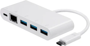 Monoprice USB-C Multiport Adapter - RJ45, USB-A and USB-C Ports, Mirror Display, Up To 1080p @ 60hz, White - Select Series Monoprice USB-C Multiport Adapter - RJ45, USB-A and USB-C Ports, Mirror Display, Up To 1080p @ 60hz, White - Select Series