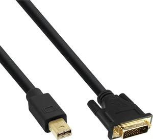 InLine® 17224 Mini DisplayPort to DVI Cable, Mini DisplayPort Male to DVI-D 24+1 Male, Black/Gold, 1.5 m InLine® 17224 Mini DisplayPort to DVI Cable, Mini DisplayPort Male to DVI-D 24+1 Male, Black/Gold, 1.5 m