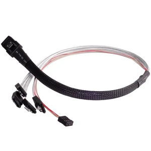 Silverstone SST-CPS03 - Internal Mini SAS SFF8087 36pin to 4 SATA 7pin Thick Shielded Cable (with Sideband), Mini SAS Host/Controller to 4 SATA Target/Backplane, 0.5M Silverstone SST-CPS03 - Internal Mini SAS SFF8087 36pin to 4 SATA 7pin Thick Shielded Cable (with Sideband), Mini SAS Host/Controller to 4 SATA Target/Backplane, 0.5M