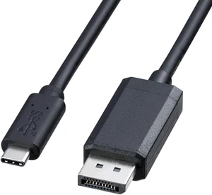 Sanwa Supply KC-ALCDP50 Type-C-DisplayPort Conversion Cable (USB Type-C Male to DisplayPort Male), 16.4 ft (5 m), 4K 60Hz, Black Sanwa Supply KC-ALCDP50 Type-C-DisplayPort Conversion Cable (USB Type-C Male to DisplayPort Male), 16.4 ft (5 m), 4K 60Hz, Black