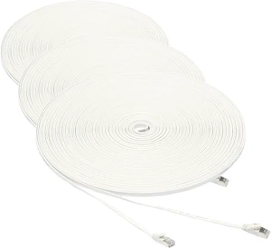 Amazon Basics RJ45 Cat 7 Ethernet Patch Cable, Flat, 600MHz, Snagless, Includes 25 Nails, 100 Foot, White (Pack of 3) Amazon Basics RJ45 Cat 7 Ethernet Patch Cable, Flat, 600MHz, Snagless, Includes 25 Nails, 100 Foot, White (Pack of 3)