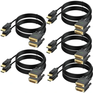 4K DisplayPort to DVI Cable 6FT 10-Pack,Display Port to DVI Link,Male,24+1 4K DisplayPort to DVI Cable 6FT 10-Pack,Display Port to DVI Link,Male,24+1