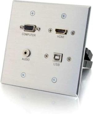 Legrand - C2G HDMI/VGA Wall Plate, Brushed Aluminum Pass Through Wall Plate, Single Gang Wall Plate, Computer Wall Plate, 1 Count, C2G 41013 Legrand - C2G HDMI/VGA Wall Plate, Brushed Aluminum Pass Through Wall Plate, Single Gang Wall Plate, Computer Wall Plate, 1 Count, C2G 41013