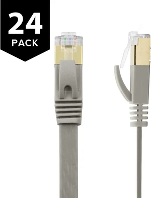 Buhbo 1 ft CAT7 Flat Ethernet Cable Shielded Snagless (24-Pack) Gray Buhbo 1 ft CAT7 Flat Ethernet Cable Shielded Snagless (24-Pack) Gray
