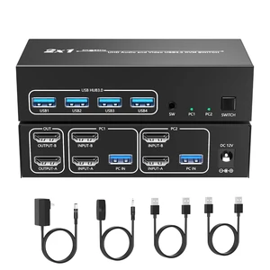 KVM Switch Dual Monitor 2 Computers 2 Monitors, 4K@60Hz HDMI KVM Switch with 4 USB 3.0 Ports, Wired Controller, Extended Display, 2 Port KVM Switcher for Windows Mac Linux KVM Switch Dual Monitor 2 Computers 2 Monitors, 4K@60Hz HDMI KVM Switch with 4 USB 3.0 Ports, Wired Controller, Extended Display, 2 Port KVM Switcher for Windows Mac Linux
