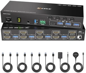 HDMI KVM Switch 2 Monitors 4 Computers 4K@60Hz Audio RS232 EDID Emulation HDMI KVM Switch 2 Monitors 4 Computers 4K@60Hz Audio RS232 EDID Emulation