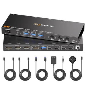 KVM Switch 3 Monitors 3 Computers USB C, KVM Switch for 2 Laptops&1 Desktop KVM Switch 3 Monitors 3 Computers USB C, KVM Switch for 2 Laptops&1 Desktop
