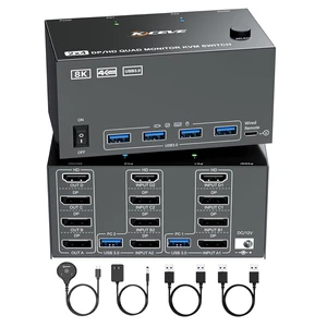 8K Quad Monitor KVM Switch 4 Monitors 2 Computers HDMI+DP 4K@120Hz 8K Quad Monitor KVM Switch 4 Monitors 2 Computers HDMI+DP 4K@120Hz