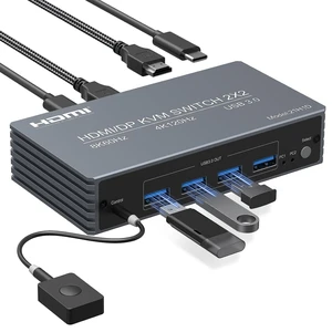 4K@120Hz HDMI DP Kvm Switch 2 Monitors 2 Computers 8K@60Hz Monitor Displayport KVM Switches, 4 USB3.0 Ports for 2 PC Share Mouse Keyboard and 2 Screens Support Button Switch PoC EDID Plug and Play 4K@120Hz HDMI DP Kvm Switch 2 Monitors 2 Computers 8K@60Hz Monitor Displayport KVM Switches, 4 USB3.0 Ports for 2 PC Share Mouse Keyboard and 2 Screens Support Button Switch PoC EDID Plug and Play