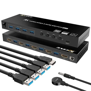 KCEVE KVM HDMI Switch 4 Ports, 4 Computer Switch with EDID Emulator Support 4K@60Hz Resolution for 4 PC 1 Monitor Share Mouse Keyboard KCEVE KVM HDMI Switch 4 Ports, 4 Computer Switch with EDID Emulator Support 4K@60Hz Resolution for 4 PC 1 Monitor Share Mouse Keyboard