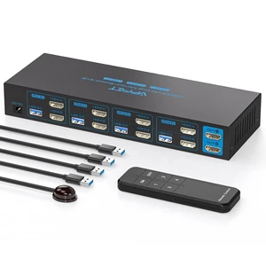 HDMI KVM Switch 4 Computers 2 Monitors 4K@60Hz EDID Emulation 4 Port KVM Switch for 4 PC Share Dual Monitor and 4 USB 3.0 Devices Support Copy and Extend Mode with Controller, Plug and Play HDMI KVM Switch 4 Computers 2 Monitors 4K@60Hz EDID Emulation 4 Port KVM Switch for 4 PC Share Dual Monitor and 4 USB 3.0 Devices Support Copy and Extend Mode with Controller, Plug and Play