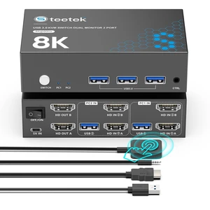 Hearvo 8K@60Hz KVM Switch 2 Monitors 2 Computers, HDMI, USB-A, Wired Remote Hearvo 8K@60Hz KVM Switch 2 Monitors 2 Computers, HDMI, USB-A, Wired Remote