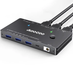 HDMI2.1 KVM Switch 2 Computers 1 Monitor 8K@60Hz, USB3.0 HDMI KVM Switches for 2 PC Share 1 Monitor and 3 USB3.0 Devices, with USB Cables,Controller and Power Adapter HDMI2.1 KVM Switch 2 Computers 1 Monitor 8K@60Hz, USB3.0 HDMI KVM Switches for 2 PC Share 1 Monitor and 3 USB3.0 Devices, with USB Cables,Controller and Power Adapter