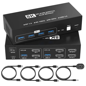 8K@60Hz KVM Switch 2 Monitors 2 Computers Display Port, USB3.0 KVM Switch 8K@60Hz KVM Switch 2 Monitors 2 Computers Display Port, USB3.0 KVM Switch