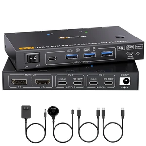KCEVE USB C KVM Switch 2 Monitors for 2 Laptops, MST, 100W PD KCEVE USB C KVM Switch 2 Monitors for 2 Laptops, MST, 100W PD
