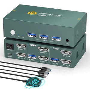 GREATHTEK 8K@60Hz DisplayPort KVM Switch 2 Monitors 2 Computers GREATHTEK 8K@60Hz DisplayPort KVM Switch 2 Monitors 2 Computers