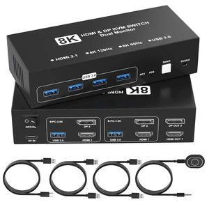 8K@60Hz KVM Switch 2 Monitors 2 Computers HDMI+DisplayPort, USB KVM Switch 8K@60Hz KVM Switch 2 Monitors 2 Computers HDMI+DisplayPort, USB KVM Switch
