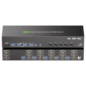 HDMI + DP KVM Switch 3 Monitors 5 Computers, 2K240Hz/8K60Hz/4K120 Triple Monitor KVM Switches for 5 Computers Sharing 3 Monitors, Keyboard and Mouse Audio,with USB Cables,Controller and Power Adapter HDMI + DP KVM Switch 3 Monitors 5 Computers, 2K240Hz/8K60Hz/4K120 Triple Monitor KVM Switches for 5 Computers Sharing 3 Monitors, Keyboard and Mouse Audio,with USB Cables,Controller and Power Adapter