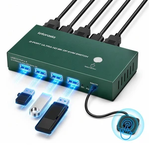 Displayport KVM Switch 1 Monitor 2 Computers, 8K@60Hz 4K@240Hz 2K@480HZ High Refresh Rate,4xUSB 3.0 Dual Monitor DP KVM Switch for 2 PCs Share 1 Monitors for FPS/ARPG Gaming Displayport KVM Switch 1 Monitor 2 Computers, 8K@60Hz 4K@240Hz 2K@480HZ High Refresh Rate,4xUSB 3.0 Dual Monitor DP KVM Switch for 2 PCs Share 1 Monitors for FPS/ARPG Gaming