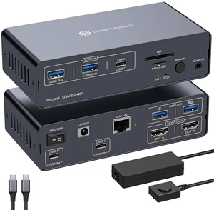 KVM Switch 2 Monitors 2 Computers, USB-C KVM Docking Station for 2 Laptops, Dual Monitor HDMI KVM with Thunderbolt 4 and EDID, 4K@60Hz/2K@120Hz, 100W PD, 10Gbps USB, Gigabit Ethernet KVM Switch 2 Monitors 2 Computers, USB-C KVM Docking Station for 2 Laptops, Dual Monitor HDMI KVM with Thunderbolt 4 and EDID, 4K@60Hz/2K@120Hz, 100W PD, 10Gbps USB, Gigabit Ethernet