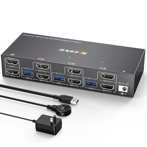 HDMI KVM Switch 2 Monitors 3 Computers with EDID Simulation, 4K@60Hz Dual Monitor KVM Switch, Includes Wired Remote, Power Adapter and HDMI Cable HDMI KVM Switch 2 Monitors 3 Computers with EDID Simulation, 4K@60Hz Dual Monitor KVM Switch, Includes Wired Remote, Power Adapter and HDMI Cable