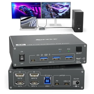 USB C KVM Switch for 1 Laptop 1 Desktop, Reyoten Dual Monitors KVM 4K@60Hz USB C KVM Switch for 1 Laptop 1 Desktop, Reyoten Dual Monitors KVM 4K@60Hz