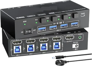 USB Charger Station, 4-Port 8K KVM Switch with USB 3.0 Box EDID Emulator USB Charger Station, 4-Port 8K KVM Switch with USB 3.0 Box EDID Emulator