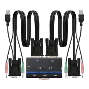 1U-2PC USB VGA KVM Switch with Cables Allows You to Control 2 PCs from a Single Unit Compact and efficient for Multi-Computer Management. 1U-2PC USB VGA KVM Switch with Cables Allows You to Control 2 PCs from a Single Unit Compact and efficient for Multi-Computer Management.
