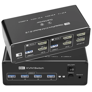 KVM Switch 2 Monitors 2 Computers, 8K@60Hz KVM Switch DisplayPort Extended Display, KVM Switches for 2 Computers Sharing 2 Monitor, USB 3.0 Devices Such as Keyboard, Printer, Scanner, Mouse KVM Switch 2 Monitors 2 Computers, 8K@60Hz KVM Switch DisplayPort Extended Display, KVM Switches for 2 Computers Sharing 2 Monitor, USB 3.0 Devices Such as Keyboard, Printer, Scanner, Mouse