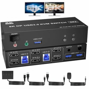 8K KVM Switch 2 Computers 2 Monitors, HDMI & DP 2 8K KVM Switch 2 Computers 2 Monitors, HDMI & DP 2 In 2 Out, 4 USB 3.0 Ports, Support Copy/Extended Mode, Wired Remote Control 8K KVM Switch 2 Computers 2 Monitors, HDMI & DP 2 8K KVM Switch 2 Computers 2 Monitors, HDMI & DP 2 In 2 Out, 4 USB 3.0 Ports, Support Copy/Extended Mode, Wired Remote Control