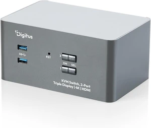 DIGITUS HDMI KVM Switch - 2 PC 3 Monitors - 4K 60Hz - Triple Display DIGITUS HDMI KVM Switch - 2 PC 3 Monitors - 4K 60Hz - Triple Display
