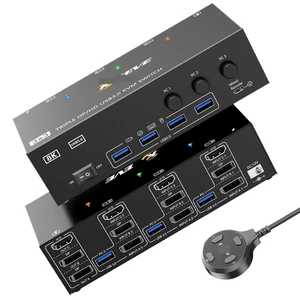 KVM Switch 3 Computers 3 Monitors HDMI USB 3.0 KVM Switcher 8K@60Hz/4k@144Hz Triple Monitor KVM(EU Power Adaper) KVM Switch 3 Computers 3 Monitors HDMI USB 3.0 KVM Switcher 8K@60Hz/4k@144Hz Triple Monitor KVM(EU Power Adaper)