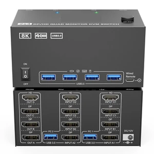 KVM Switch 4 Monitors 2 Computers,USB 3.0 HDMI+DisplayPort Four Monitor KVM KVM Switch 4 Monitors 2 Computers,USB 3.0 HDMI+DisplayPort Four Monitor KVM