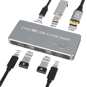 8K USB-C KVM Switch DP1.4 2USB-C 2PC Input 1 DisplayPort Output 8K@60Hz 4K@144Hz USB KVM Switcher 8K USB-C KVM Switch DP1.4 2USB-C 2PC Input 1 DisplayPort Output 8K@60Hz 4K@144Hz USB KVM Switcher