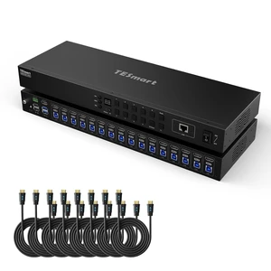16 Port HDMI KVM Switch USB 3.0 4K 60Hz Rackmount with EDID Emulator Hotkey RS232 LAN IR Remote IP Control Auto Scan 16X1 16 Port HDMI KVM Switch USB 3.0 4K 60Hz Rackmount with EDID Emulator Hotkey RS232 LAN IR Remote IP Control Auto Scan 16X1