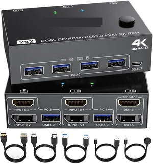 USB Charger Station, USB 3.0 KVM Switch for Two Displayport Monitors USB Charger Station, USB 3.0 KVM Switch for Two Displayport Monitors