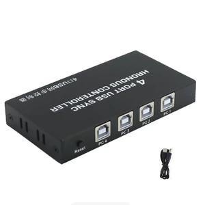 4-Port USB Synchronizer - KVM Switch/Distributor, Keyboard Mouse Shared Display Synchronization Controller, for Game Tudios, Security/Stock Market Surveillance, Offices 4-Port USB Synchronizer - KVM Switch/Distributor, Keyboard Mouse Shared Display Synchronization Controller, for Game Tudios, Security/Stock Market Surveillance, Offices
