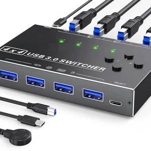 Diyeeni USB 3.0 Switch, 4 Port KVM USB Switch Selector 5Gbps Data Transfer, 3.0 Switcher with Desktop Controller for PC Mouse Keyboard Printer Scanner Diyeeni USB 3.0 Switch, 4 Port KVM USB Switch Selector 5Gbps Data Transfer, 3.0 Switcher with Desktop Controller for PC Mouse Keyboard Printer Scanner