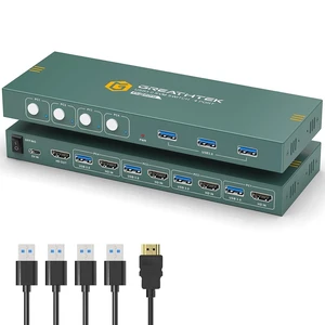 4K@60Hz Dual Monitor KVM Switch 4 Port for 4 PCs Share 2 Monitors, Support Button Switch, Adaptive EDID, 4 in 2 Out(A) 4K@60Hz Dual Monitor KVM Switch 4 Port for 4 PCs Share 2 Monitors, Support Button Switch, Adaptive EDID, 4 in 2 Out(A)