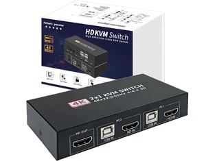 2 Port HDMI KVM Switch 4K@60Hz, 2 Computers Share 1 Monitor Keyboard Mouse USB Hub, Plug & Play KVM Switcher with Hotkey & Button Switch for Office Gaming PC Laptop 2 Port HDMI KVM Switch 4K@60Hz, 2 Computers Share 1 Monitor Keyboard Mouse USB Hub, Plug & Play KVM Switcher with Hotkey & Button Switch for Office Gaming PC Laptop