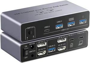 KVM Switch USB-C Dual Monitor 2 in 2 Out 4K 60Hz US Plug Remote KVM Switch USB-C Dual Monitor 2 in 2 Out 4K 60Hz US Plug Remote