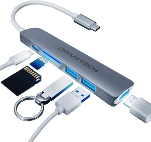 USB C Hub Multiport Adapter - iDriveTech 6 in 1 Docking Station - 2X USB 3.0 Ports, HDMI USB C Adapter, SD/TF Card Reader, USB C Port - Compatible with MacBook and USB Type C Devices USB C Hub Multiport Adapter - iDriveTech 6 in 1 Docking Station - 2X USB 3.0 Ports, HDMI USB C Adapter, SD/TF Card Reader, USB C Port - Compatible with MacBook and USB Type C Devices