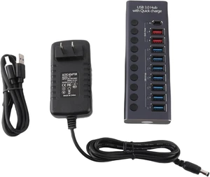 USB 3.0 Docking Station 10 Ports 5Gbps 60W Individual Switch USB 3.0 Docking Station 10 Ports 5Gbps 60W Individual Switch