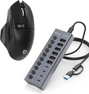 Powered USB Hub and xiaobi G9Pro Wireless Bluetooth Mouse with LED Screen Display Powered USB Hub and xiaobi G9Pro Wireless Bluetooth Mouse with LED Screen Display